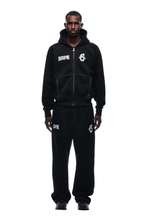 6PM Zip Schwarz Jogginganzug Icons